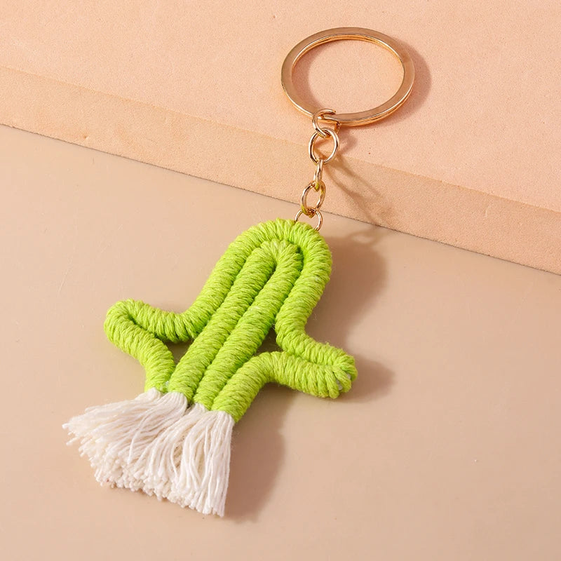 Pastel Rainbow Tassel Hand Knit Keychain For Car Bag Gift 🎀🌈💖
