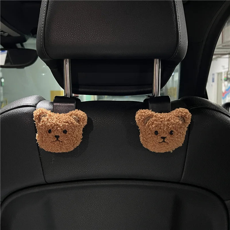 Kawaii Bear Car Seat Back Hooks 🐻✨ - 2PCS Adorable Organizer Hangers for Bags & Accessories! 🚗💖