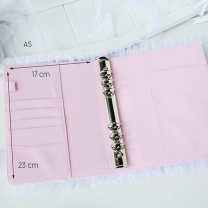Pink A5 Binder With Lace Decor 💗 Cute ID Card Holder 📚 School Stationery