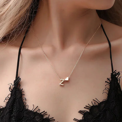 Kawaii Tiny Heart Initial Necklace 💖✨ - Dainty Gold & Silver Choker for Women 🎀 Perfect Gift!
