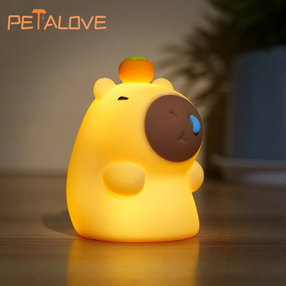 Adorable Capybara Night Light 🌟 | Kawaii Silicone Bedside Lamp 🐾 | USB Rechargeable Animal Glow for Kids' Rooms 🌙✨