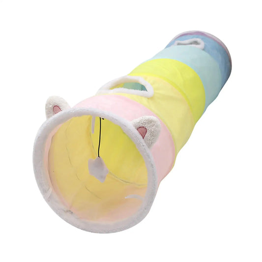 🌈 Rainbow Cat Tunnel Play Tube 🐾 47.2" Fun for Kittens & Small Pets! 🐇✨