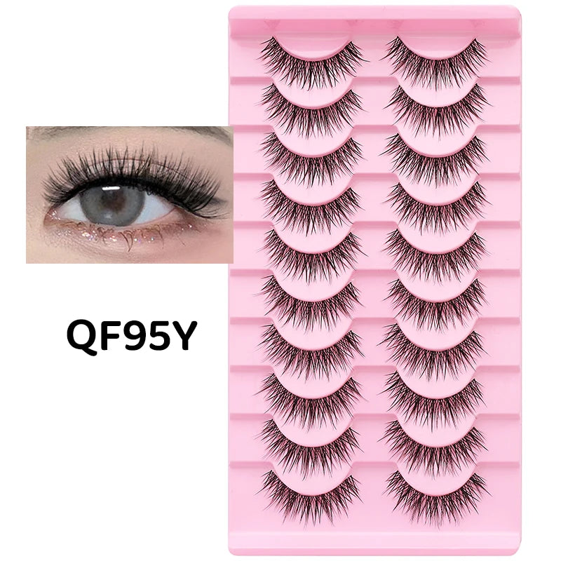 Adorable Manga Style False Eyelashes 10 Pairs Natural Full Strip Lashes For Anime Look Makeup ✨🐰🎀🌸