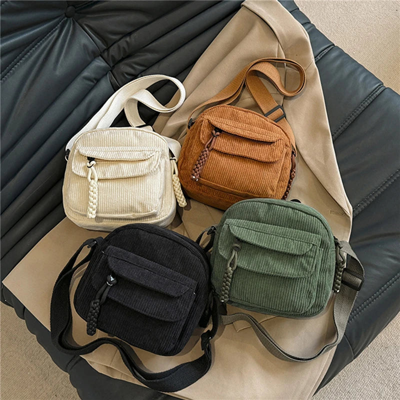 🎀 Adorable Corduroy Crossbody Cutie 👜✨ Small Square Shoulder Bag for Trendy Adventures 🎉 - Pixie Quill