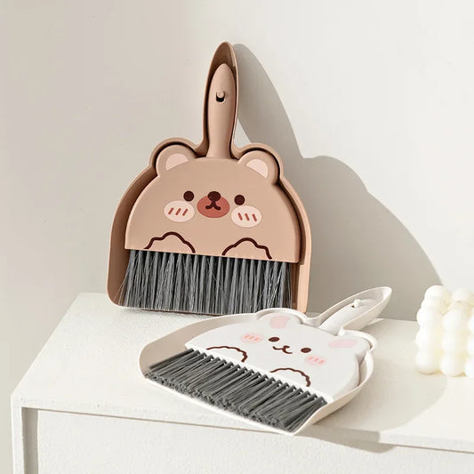 Kawaii Mini Broom & Dustpan Set 🐰✨ – Adorable Animal Design for Fun Cleaning! 🧹💖