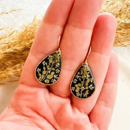 Pastel Pressed Flower Resin Drops Earrings 🌸 Elegant Geometric Jewelry For Women