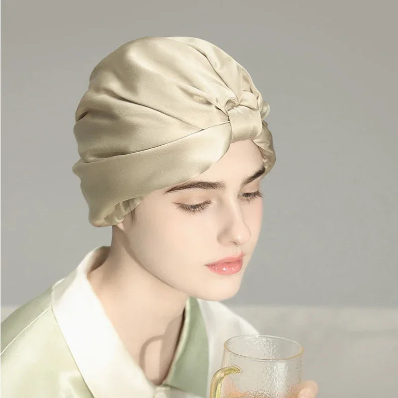 Kawaii Dream Silk Bonnet 🌙✨ | Pure Mulberry Silk Sleeping Hat for Hair Care 🌸💕 | Cozy Turban for Luxurious Sleep 🌟