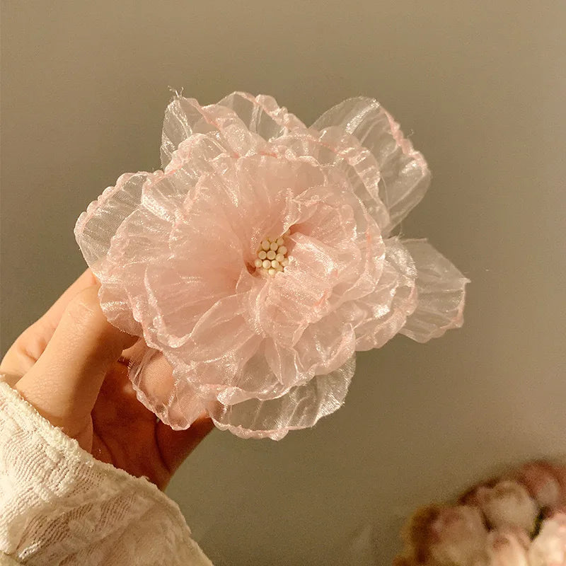 Kawaii Pink Floral Hair Clip 🌸✨ Cute Side Hairpin for Women - Stylish Holiday Accessory