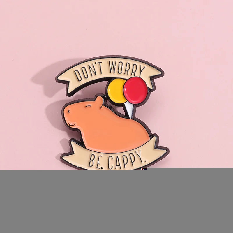 Cute Capybara Balloon Enamel Pins 🎈✨ Kawaii Animal Brooches for Kids & Friends - Trendy Jewelry Gift!