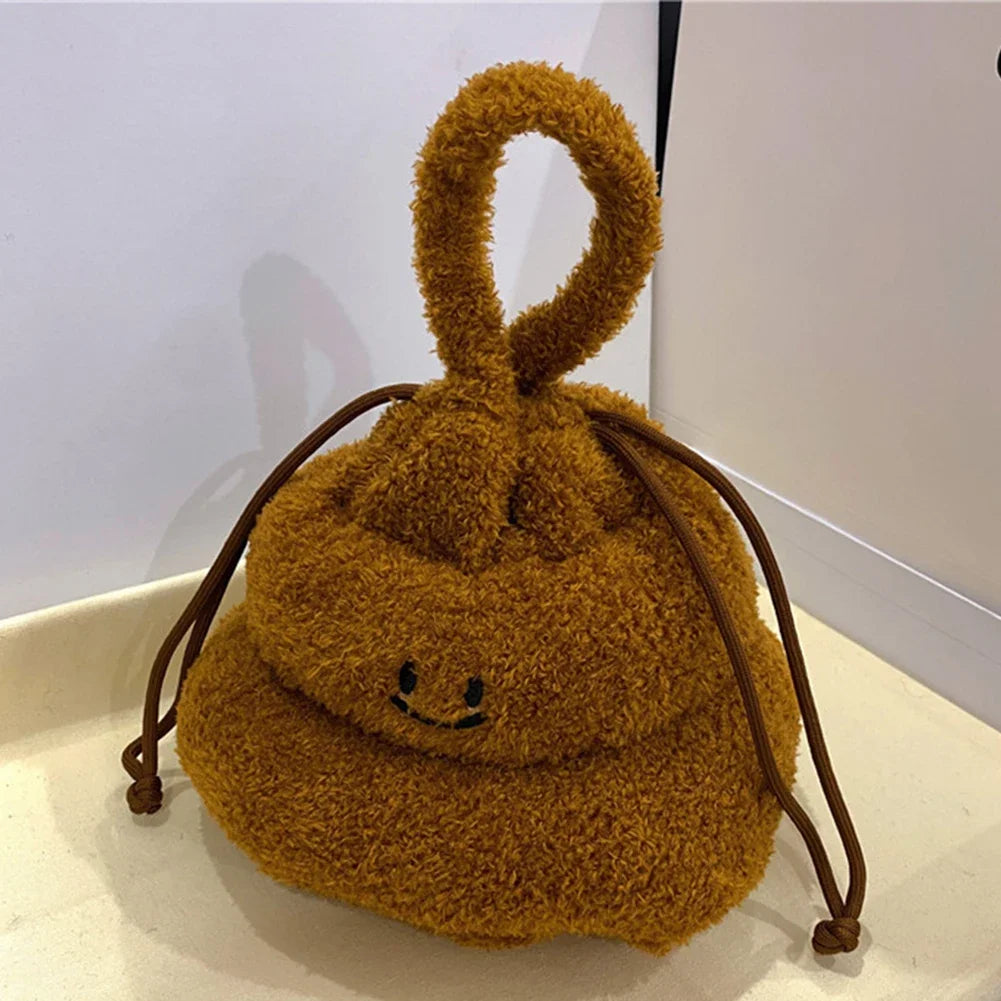 Kawaii Plush Poop Handbag 🎉✨ - Adorable Drawstring Wrist Bag for Fun Outings & Parties! 👜💖