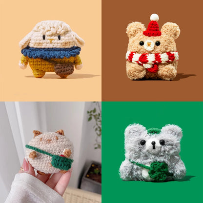 Kawaii Curly Plush Earphone Case for Huawei FreeClip 🎀✨ Cute Cartoon Soft Protector for Girls & Women! 🐻💖