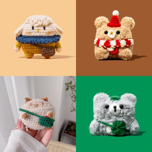 Kawaii Curly Plush Earphone Case for Huawei FreeClip 🎀✨ Cute Cartoon Soft Protector for Girls & Women! 🐻💖