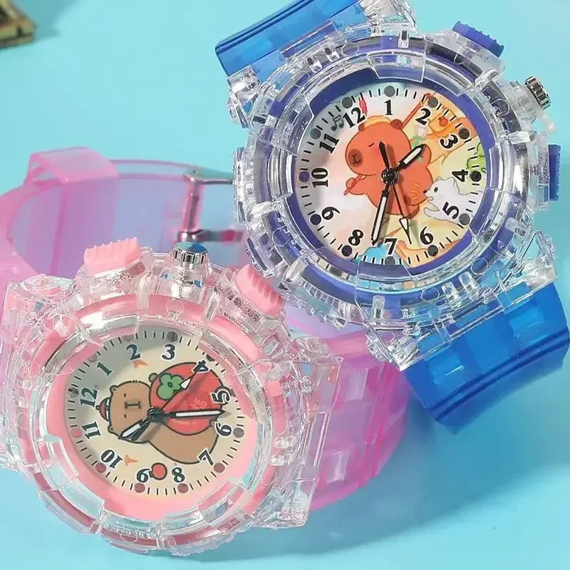 Kawaii Capybara LED Quartz Watch 🐾✨ - Adorable Cartoon Timepiece for Kids 🎉 - Perfect Birthday Gift! 🎁