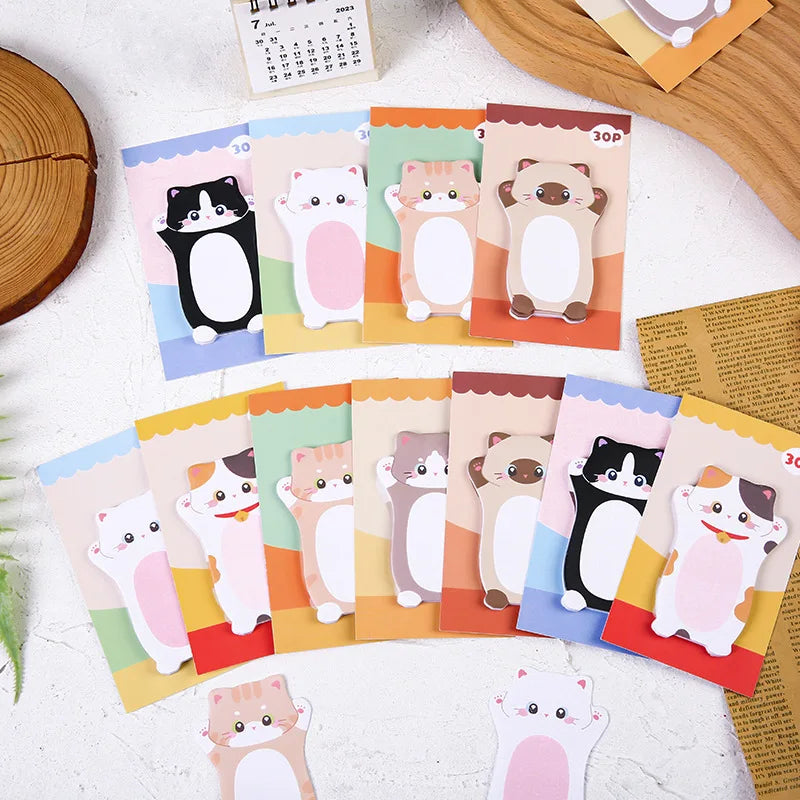 Adorable Kawaii Cat Sticky Notes 🐾 | 30 Sheets Memo Pad for School & Office 🎨 | Cute Stationery Gift & Bookmark 🌟