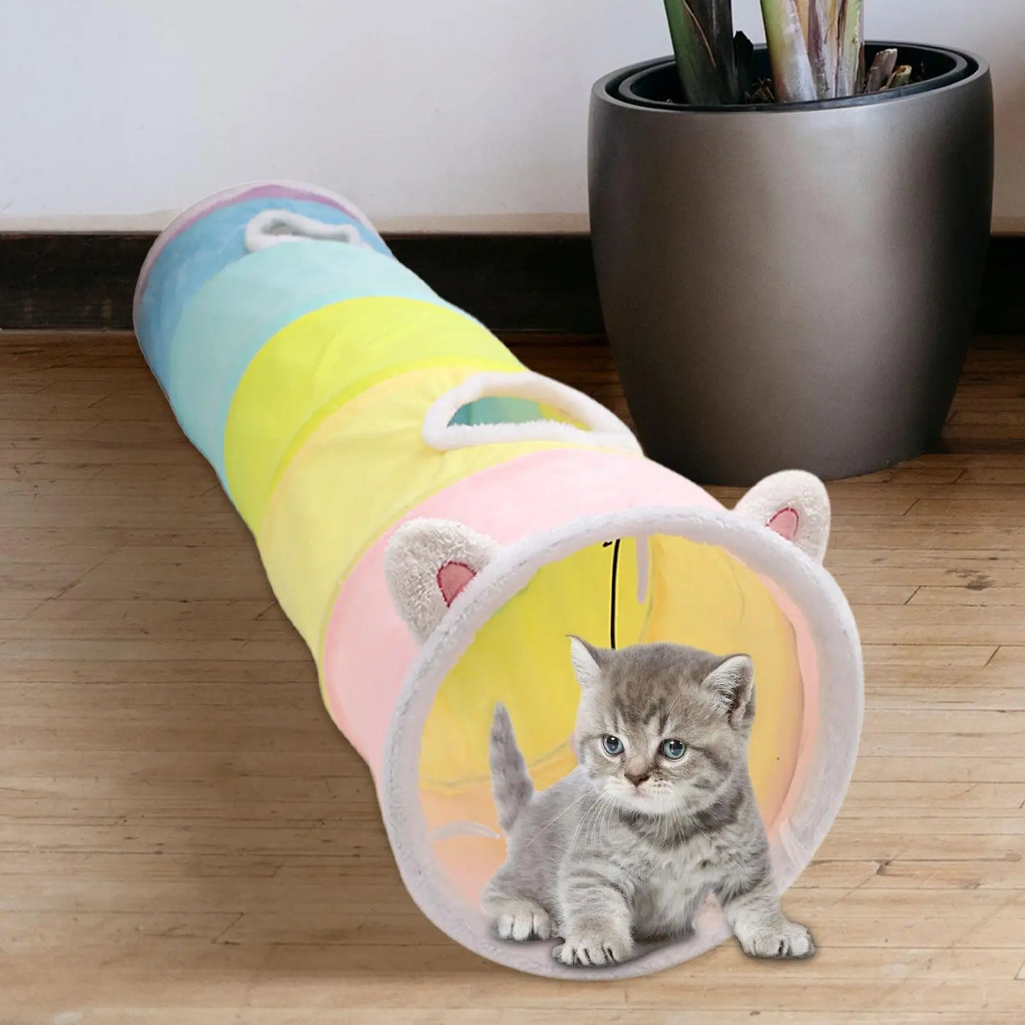 🌈 Rainbow Cat Tunnel Play Tube 🐾 47.2" Fun for Kittens & Small Pets! 🐇✨
