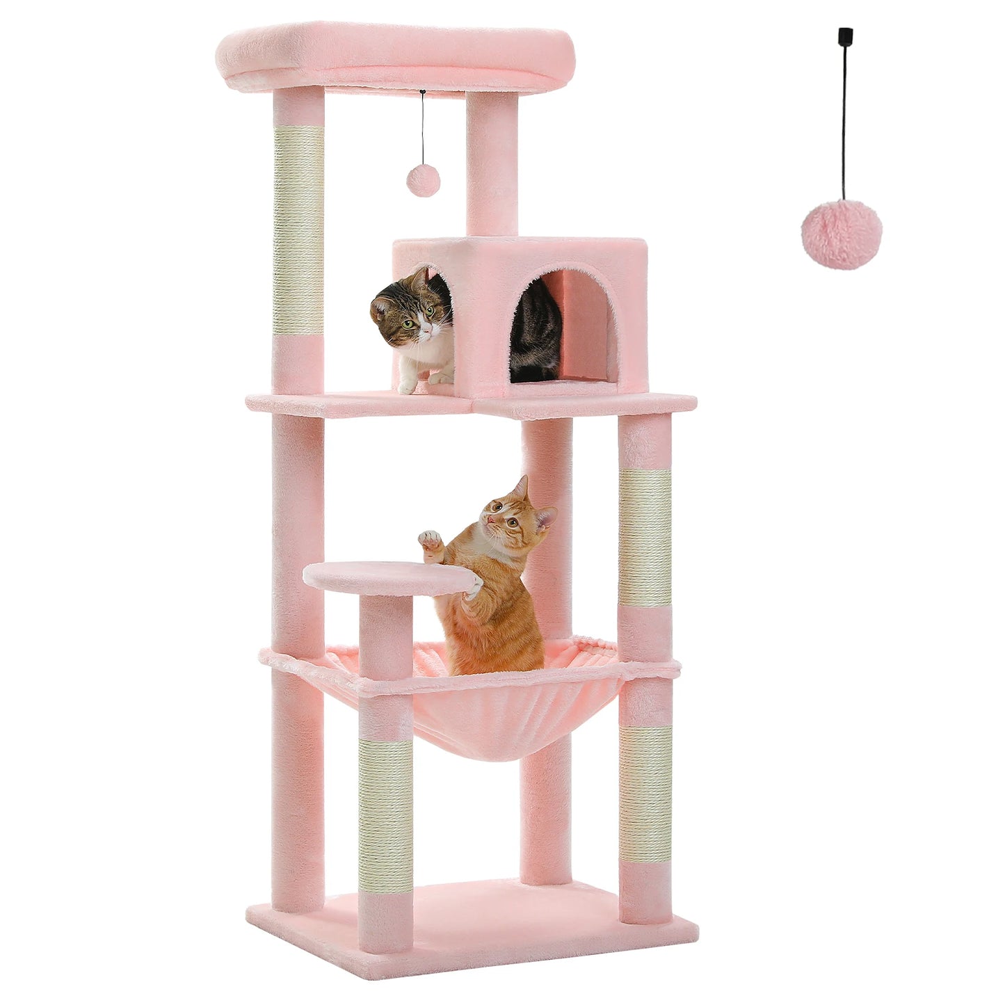 Pink Cat Tree Multi-Level Tower With Hammock And Sisal Posts Cozy Condo 🐱