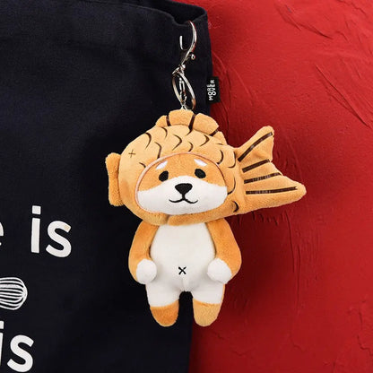 Kawaii Shiba-Inu Taiyaki Plush Keychain 🎀🐶 | Adorable Akita Inu & Husky Backpack Charm | Cute Stuffed Toy Gift for Kids! 🎁✨