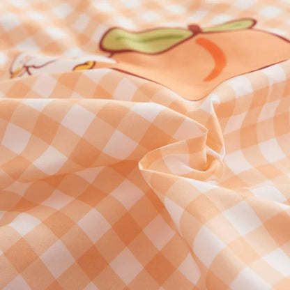 🍑✨ Sweet Dreams with Fruity Fun! 🍓 3-Piece Bedding Set - Adorable Peach & Strawberry Design for Cozy Bedrooms 🌙