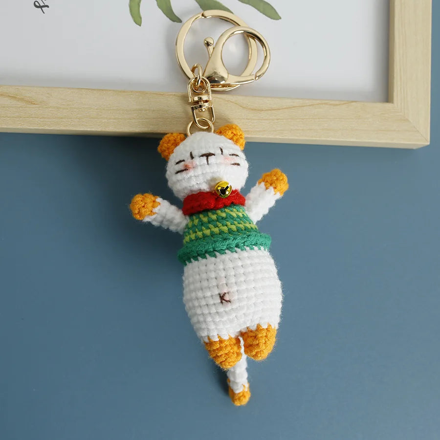 Handmade Kitten Crochet Keychain For Backpack Cute Cat Doll Pendant 🧶🐾