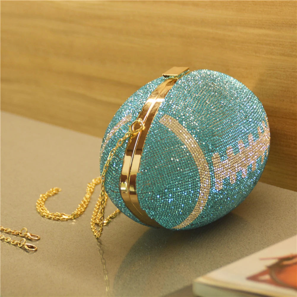 Sparkling Football Clutch Bag ⚽✨ - Shiny Rhinestone Evening Purse for Glamorous Nights! 🌙💖