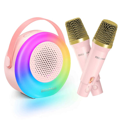 Kawaii Karaoke Fun! 🎤💖 Mini Bluetooth Singing Machine with 2 Wireless Mics - Perfect Gift for Kids & Families! 🌈✨