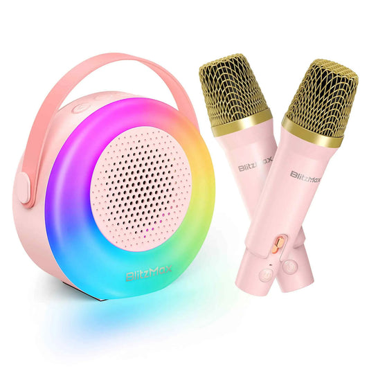 Kawaii Karaoke Fun! 🎤💖 Mini Bluetooth Singing Machine with 2 Wireless Mics - Perfect Gift for Kids & Families! 🌈✨