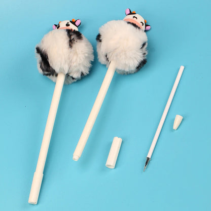 Kawaii Cow Plush Gel Pen 🐄✨ | Cute Stationery Gift for School & Office Supplies 🌸✏️