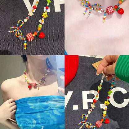 ✨ Cute Y2K Acrylic Bowknot Necklace 🌈 Colorful Beaded Charm for Trendy Women 🎀✨