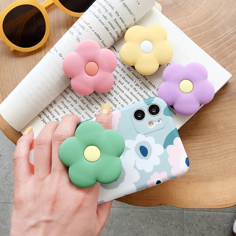 🌸✨ Cute & Colorful Flower Power Phone Stand! 🌼📱 Foldable Finger Ring Grip for iPhone 14 Pro Max, Samsung A54 & Xiaomi! 🌈💕 - Pixie Quill