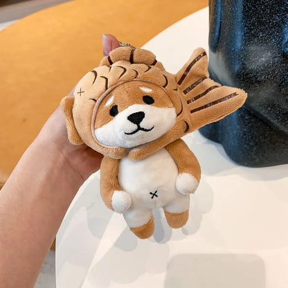 Kawaii Shiba-Inu Taiyaki Plush Keychain 🎀🐶 | Adorable Akita Inu & Husky Backpack Charm | Cute Stuffed Toy Gift for Kids! 🎁✨