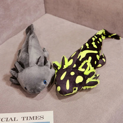 ]Colorful Axolotl Plushie 🌈✨ - Cute Salamander Stuffed Toy for Kids 🎁🐾 - Birthday Gift in Pink, Yellow, Grey & Blue