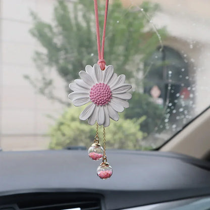 Charming Kawaii Daisy Car Mirror Pendant 🌼✨ | Adorable Plaster Decoration for Auto & Home!