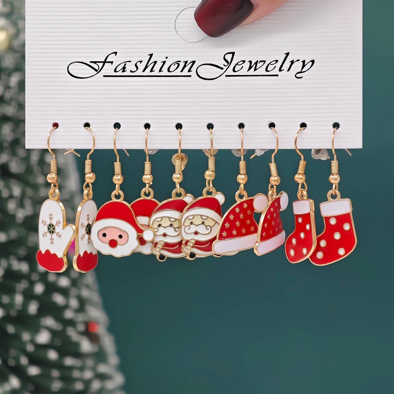 Whimsical Christmas Cartoon Santa Elk Tree Drop Earrings for Women 🎄🎅