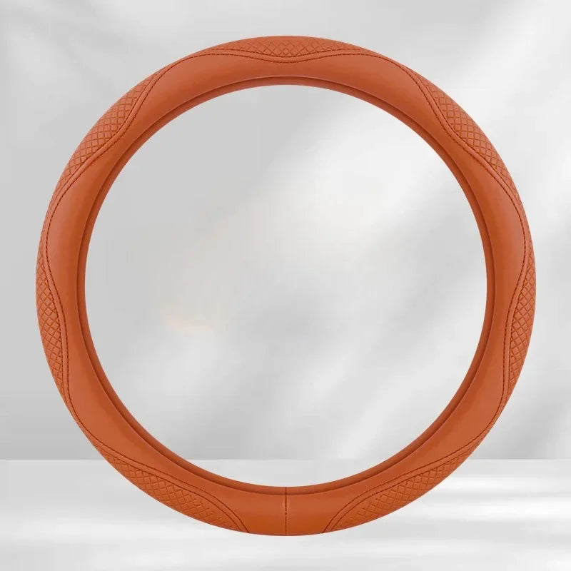 Kawaii Nappa Leather Steering Wheel Cover 🎀✨ | Cute & Stylish Universal Car Accessory for All Seasons 🚗💖