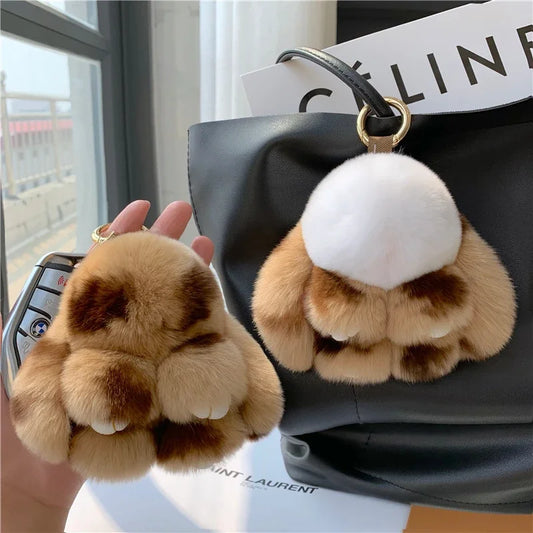 Charming Plush Bunny Keychain 10cm With Fur Pom Pom Charm For Bags 🐰✨