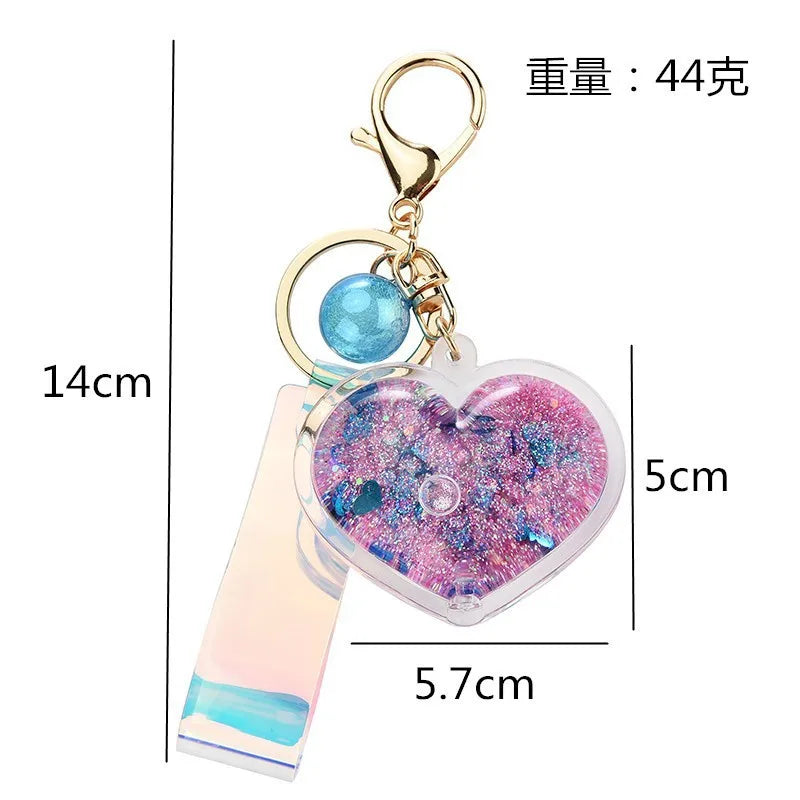 ✨ Adorable Quicksand Heart Keychain 💖 Trendy Mini Bag Charm for Couples 🌈 - Pixie Quill