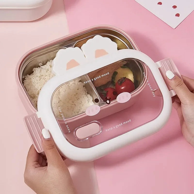 Kawaii Rabbit Bento Box 🐰✨ | Large Capacity Stainless Steel Lunch Box for Kids | Cute Portable Sealed Meal Container 🎁🥪