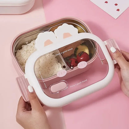 Kawaii Rabbit Bento Box 🐰✨ | Large Capacity Stainless Steel Lunch Box for Kids | Cute Portable Sealed Meal Container 🎁🥪