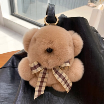 Soft Fluffy Bear Keychain Plush Rabbit Fur Bag Charm Cute Gift For Bags 🐻🐰