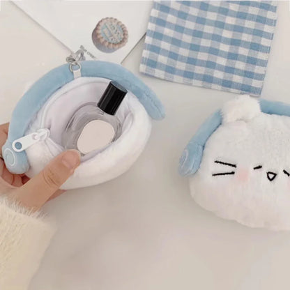 🐾 Adorable Mini Cat Plush Coin Wallet 🎀 Cute Storage for Keys & Headphones! 💖