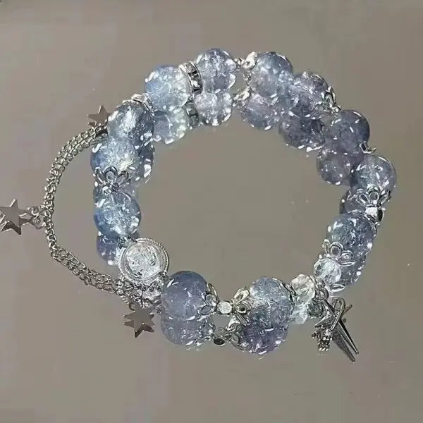 🌸 Kawaii Cherry Blossom Crystal Bracelet 🌸 | Elegant Beaded Charm Jewelry for Girls 💖✨