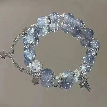 🌸 Kawaii Cherry Blossom Crystal Bracelet 🌸 | Elegant Beaded Charm Jewelry for Girls 💖✨