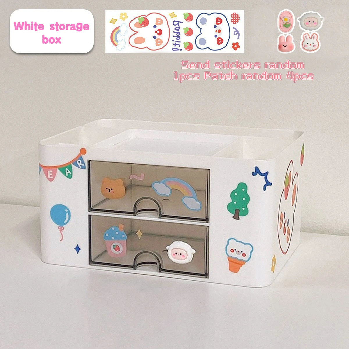 Kawaii Desktop Pen Holder 🌈✨ Cute Storage Box with Drawer for Office & School Supplies 🖊️📏