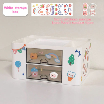 Kawaii Desktop Pen Holder 🌈✨ Cute Storage Box with Drawer for Office & School Supplies 🖊️📏