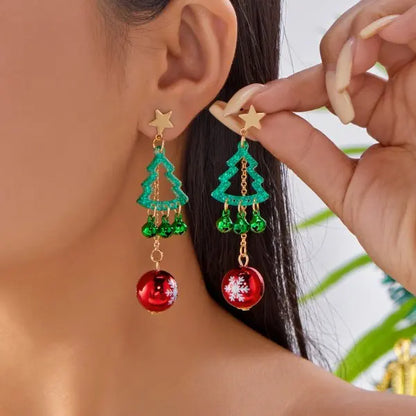 Sweet Green Bowknot Bell Earrings For Women Xmas Gift Dangle Wind Chime 🎄✨