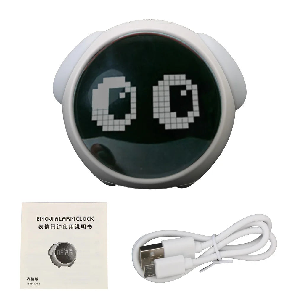 Kawaii LED Night Light Alarm Clock 🌙✨ - Adorable Voice-Controlled Timekeeper with Thermometer & Snooze Function for Kids! 🕒💖