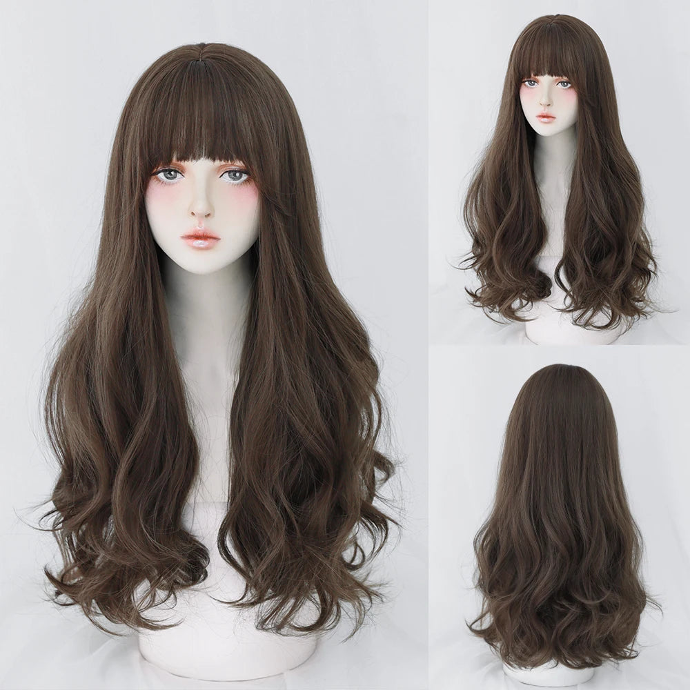 Kawaii Blonde Cosplay Wig 🎀✨ | Wavy Synthetic Hair with Bangs for Daily & Party Looks 💖