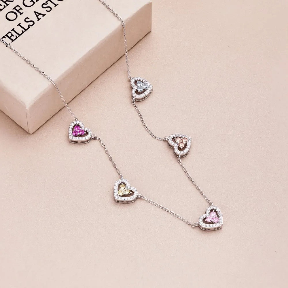 Kawaii Sparkling Heart Pendant Necklace 💖✨ | S925 Silver with 5A Zircon | Perfect Gift for Girls & Women 🌟