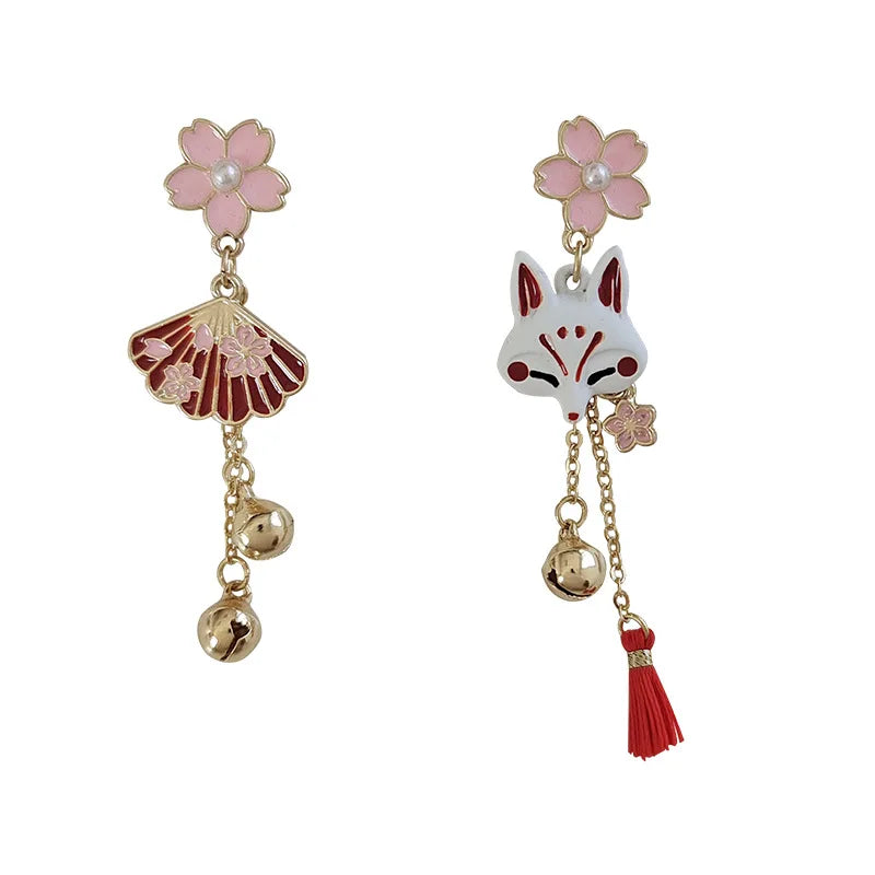 🌸 Adorable 925 Silver Pink Flower & Fox Tassel Dangle Earrings ✨ Perfect Gift for Girls! 🦊