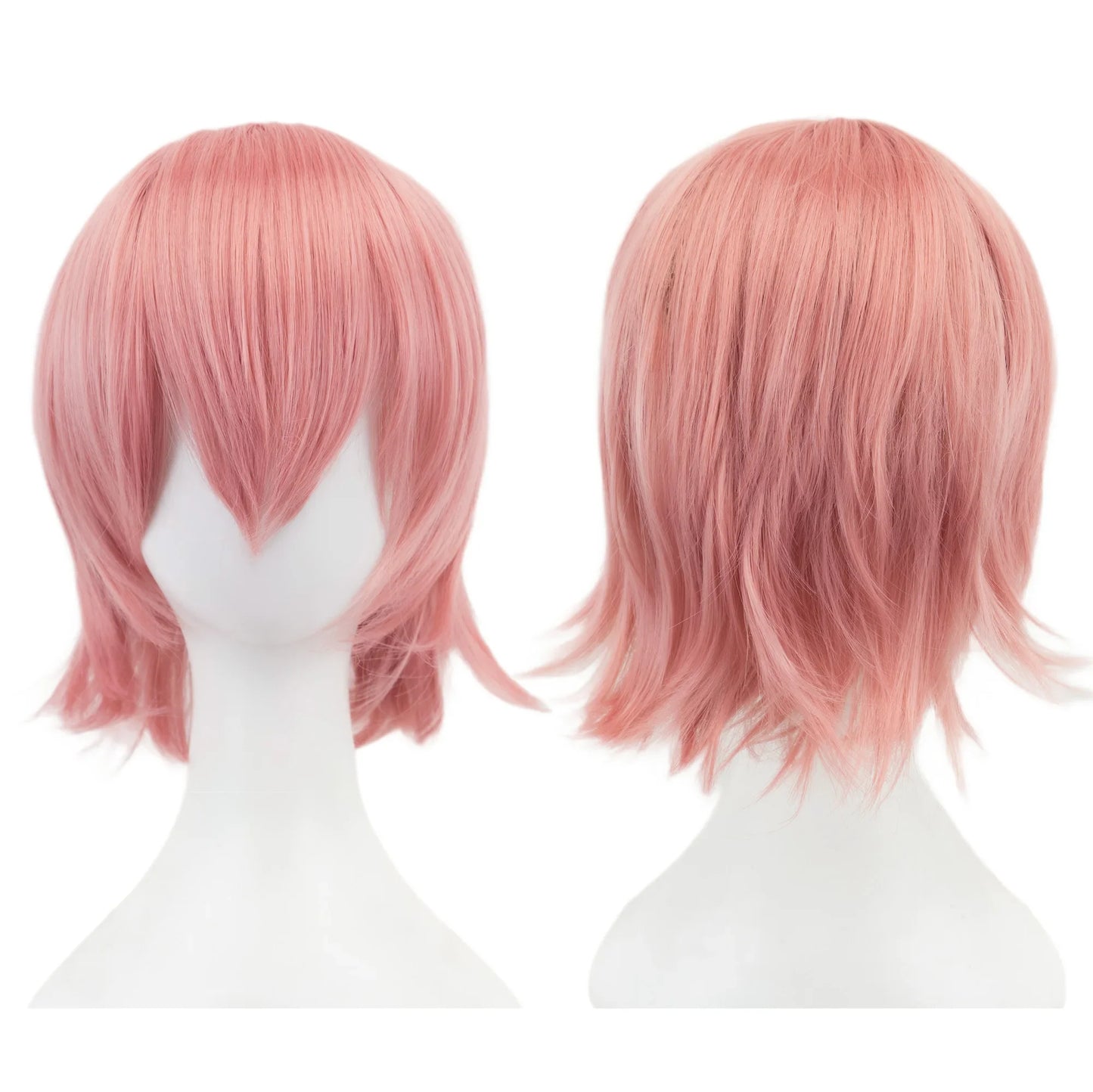 Synthetic Unisex 12 Inches Short Cosplay Bob Wig With Bangs Pink Blonde Orange Halloween Lolita Look 🎀✨